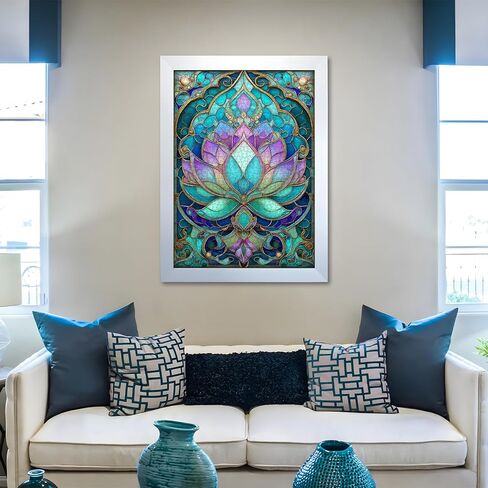 Stained Glass Lotus Flower Puzzle for Adults 1000 Pieces，Vintage Mandala Lotus Floral Jigsaw Puzzle,Beautiful Stained Glass Hard Impossible Puzzle, Aesthetic Puzzles Challenge in Kuwait