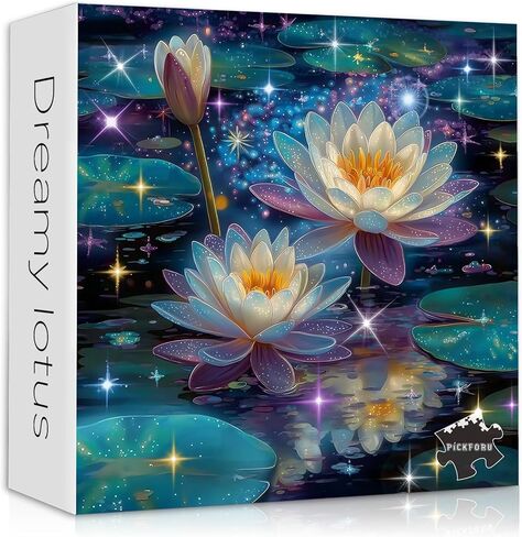 Stained Glass Lotus Flower Puzzle for Adults 1000 Pieces，Vintage Mandala Lotus Floral Jigsaw Puzzle,Beautiful Stained Glass Hard Impossible Puzzle, Aesthetic Puzzles Challenge in Kuwait