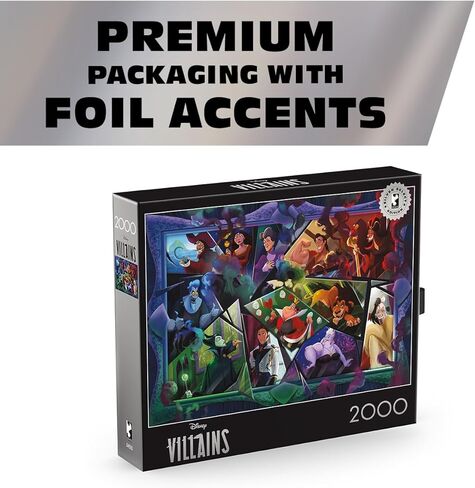 Ceaco – 2000 Piece Disney Silver Select Villains Jigsaw Puzzle – Relaxing and Fun Activity for Adults, Pieces in Kuwait
