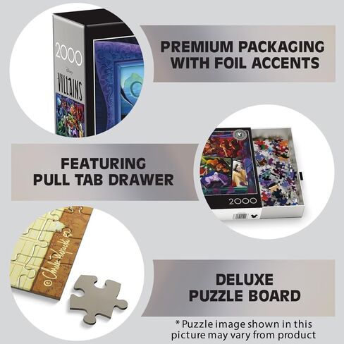 Ceaco – 2000 Piece Disney Silver Select Villains Jigsaw Puzzle – Relaxing and Fun Activity for Adults, Pieces in Kuwait