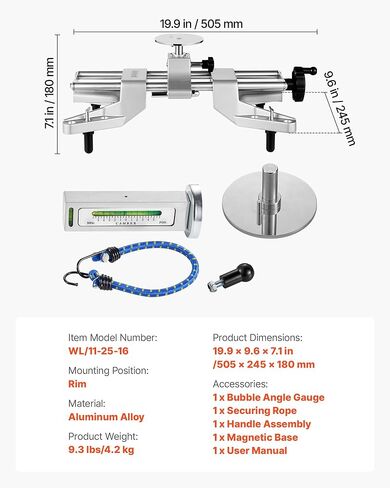 VEVOR Wheel Clamp & Magnetic Adapter, 1 PC Aluminum Alloy Wheel Alignment Tool for Precise Camber Gauge, Fits 11-25 Inch Rims, Universal Magnetic Gauge Tire Repair Tool for Car Truck SUV Motorcycle in Kuwait