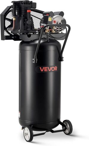 VEVOR 14-Gallon Air Compressor, 2HP 4.3 SCFM at 90PSI, Max 125PSI Pressure Oil-Free Air Compressor Tank, Portable on Wheels for Auto Repair, Tire Inflation, Spray Painting, Woodwork Nailing, 120V in Saudi Arabia