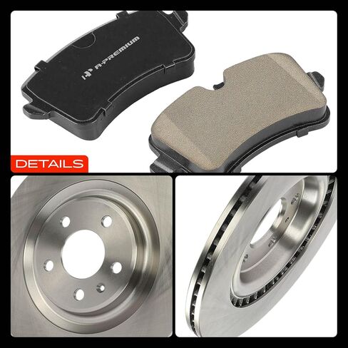 A-Premium 12.99 inch (330mm) Rear Vented Disc Brake Rotors + Ceramic Pads Kit Compatible with Select Audi and Porsche Models - A6 2014-2018, A6 Quattro, Macan, A7 Quattro, A8 Quattro, S7, 6-PC Set in Kuwait