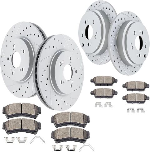 Acinoparts Front and Rear Brake Kit Drilled and Slotted brake Rotors Ceramic Brake Pads Replacement for 2005 2006 2007 2008 2009 2010 Honda Odyssey in Saudi Arabia