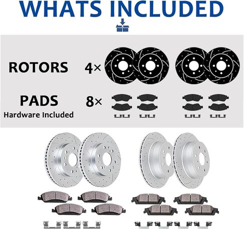 Acinoparts Front and Rear Brake Kit Drilled and Slotted brake Rotors Ceramic Brake Pads Replacement for 2005 2006 2007 2008 2009 2010 Honda Odyssey in Saudi Arabia