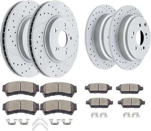 Acinoparts Front and Rear Brake Kit Drilled and Slotted brake Rotors Ceramic Brake Pads Replacement for 2005 2006 2007 2008 2009 2010 Honda Odyssey in Saudi Arabia