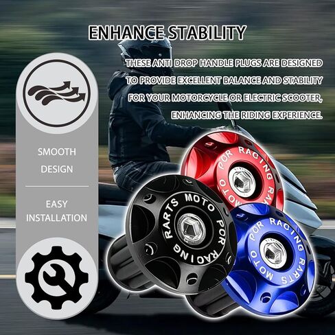 2PCS Motorcycle Bar End Plugs, Aluminum Alloy Handlebar Grip End Caps, Anti-Drop Shockproof Motorcycle Handlebars for Bikes, Scooters, Off-Road Motorcycles & Kawasaki/Suzuki/Yamaha (Blue) in Kuwait