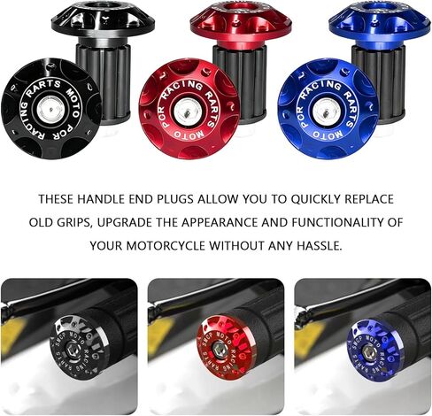 2PCS Motorcycle Bar End Plugs, Aluminum Alloy Handlebar Grip End Caps, Anti-Drop Shockproof Motorcycle Handlebars for Bikes, Scooters, Off-Road Motorcycles & Kawasaki/Suzuki/Yamaha (Blue) in Kuwait
