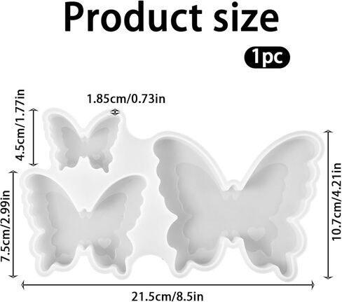 Butterfly Resin Molds, 3 Sizes Butterfly Candle Mold Flexible Epoxy Molds for Resin Casting Soft Silicone Mold for Candle Making Epoxy ResinsMold for Candles Soap Wax Gypsum Concrete Clay in Kuwait