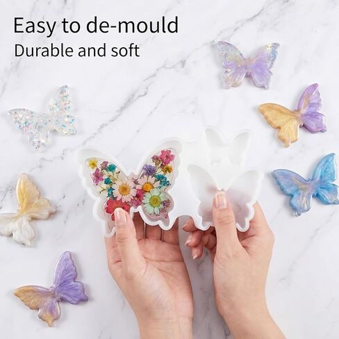 Butterfly Resin Molds, 3 Sizes Butterfly Candle Mold Flexible Epoxy Molds for Resin Casting Soft Silicone Mold for Candle Making Epoxy ResinsMold for Candles Soap Wax Gypsum Concrete Clay in Kuwait