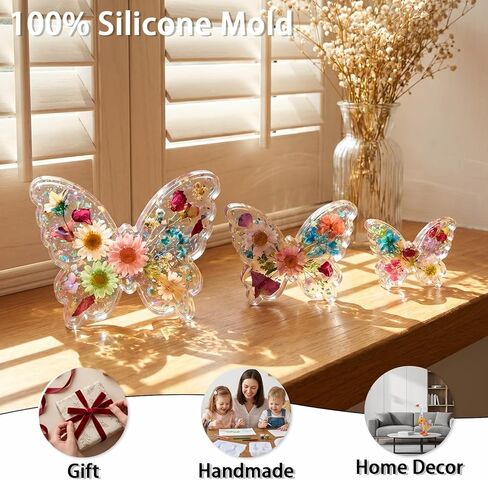 Butterfly Resin Molds, 3 Sizes Butterfly Candle Mold Flexible Epoxy Molds for Resin Casting Soft Silicone Mold for Candle Making Epoxy ResinsMold for Candles Soap Wax Gypsum Concrete Clay in Kuwait