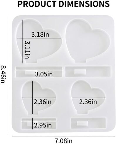 Heart Resin Molds Silicone Kit with 2 Packs Real Pressed Dried Flowers, Heart Silicone Mold for Resin Casting & Flower Preservation, DIY Epoxy Art for Jewelry Making, Wedding Gifts in Kuwait