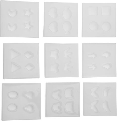 Silicone Mold, 9 Types Earring Mould Set, DIY Handmade Jewelry Decorations with Smooth Surface, Ideal for Oven, Refrigerator & Microwave in Kuwait