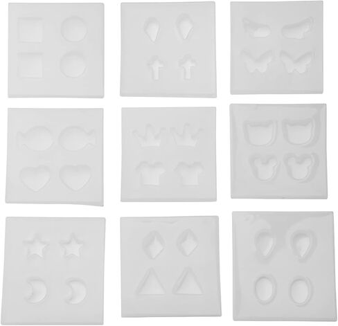 Silicone Mold, 9 Types Earring Mould Set, DIY Handmade Jewelry Decorations with Smooth Surface, Ideal for Oven, Refrigerator & Microwave in Kuwait