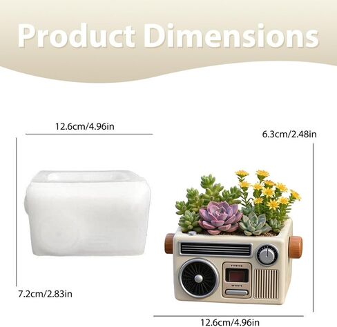 Retro Radio Shape Planter Resin Molds, 3D Silicone Mold Epoxy Resin Casting for Candy Container, DIY Jewelry Storage Box, Candle Vessel, Flowerpot Cement Crafts & Home Decoration in Saudi Arabia