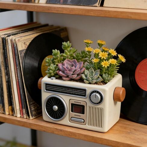 Retro Radio Shape Planter Resin Molds, 3D Silicone Mold Epoxy Resin Casting for Candy Container, DIY Jewelry Storage Box, Candle Vessel, Flowerpot Cement Crafts & Home Decoration in Saudi Arabia