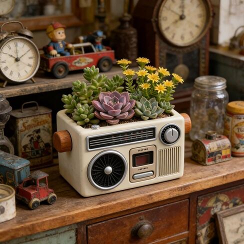 Retro Radio Shape Planter Resin Molds, 3D Silicone Mold Epoxy Resin Casting for Candy Container, DIY Jewelry Storage Box, Candle Vessel, Flowerpot Cement Crafts & Home Decoration in Saudi Arabia