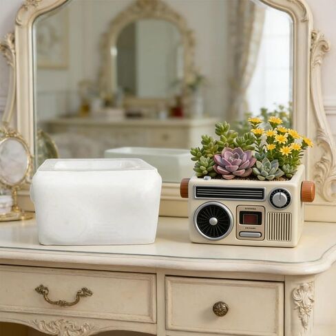 Retro Radio Shape Planter Resin Molds, 3D Silicone Mold Epoxy Resin Casting for Candy Container, DIY Jewelry Storage Box, Candle Vessel, Flowerpot Cement Crafts & Home Decoration in Saudi Arabia