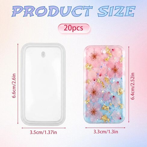 20 PCS Resin Keychain Molds - Rectangle Silicone Jewelry Casting Molds, Epoxy Resin Mold Tag, Silicone Mold Keychain Charms for DIY, Earring, Necklace, Pendant, Keychain Making Supplies in Saudi Arabia