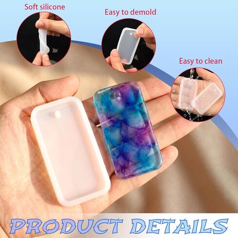 20 PCS Resin Keychain Molds - Rectangle Silicone Jewelry Casting Molds, Epoxy Resin Mold Tag, Silicone Mold Keychain Charms for DIY, Earring, Necklace, Pendant, Keychain Making Supplies in Saudi Arabia
