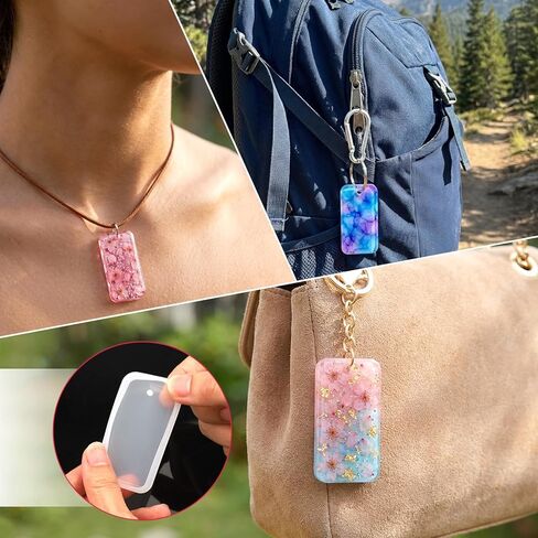 20 PCS Resin Keychain Molds - Rectangle Silicone Jewelry Casting Molds, Epoxy Resin Mold Tag, Silicone Mold Keychain Charms for DIY, Earring, Necklace, Pendant, Keychain Making Supplies in Saudi Arabia