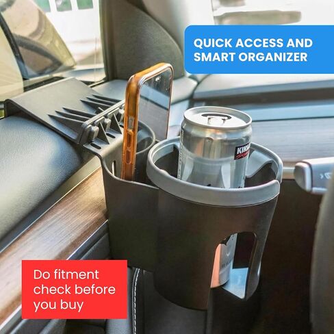Car Door Cup Holder – Universal Window Cup-Holder with Phone Storage, Felt Protection Pad, No Rattle Fit for Large and Small Cups, Fits Any Car or Truck &18-2023 Tesla Model 3 Y Cup Holder in Saudi Arabia