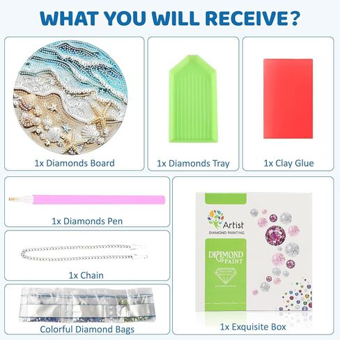 MEIYUDA Beach Diamond Art Hanging Kits, DIY Ocean Shells and Starfish Diamond Painting Window Hanging Ornament for Adults, 5D Special Shape Rhinestone Pendant for Home Decor and Holiday Gift in Kuwait