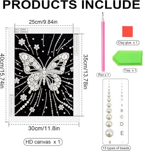 WSLWXSHM Pearl Diamond Painting Kits for Adults Butterfly, 5D Special Shape Diamond Art Kits for Beginners, Crystal Rhinestones Diamond Painting for Home Wall Decoration Gift 12×16inch/30×40cm, Animal in Kuwait