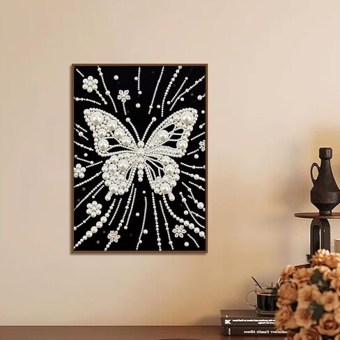 WSLWXSHM Pearl Diamond Painting Kits for Adults Butterfly, 5D Special Shape Diamond Art Kits for Beginners, Crystal Rhinestones Diamond Painting for Home Wall Decoration Gift 12×16inch/30×40cm, Animal in Kuwait