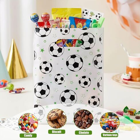 Rexinc 50Pcs Soccer Goodie Bags, Durable Soccer Snack Bags, Soccer Party Favor Bags, Soccer Gift Bags for Kids Teens Team Events Sports Theme Decorations in Saudi Arabia
