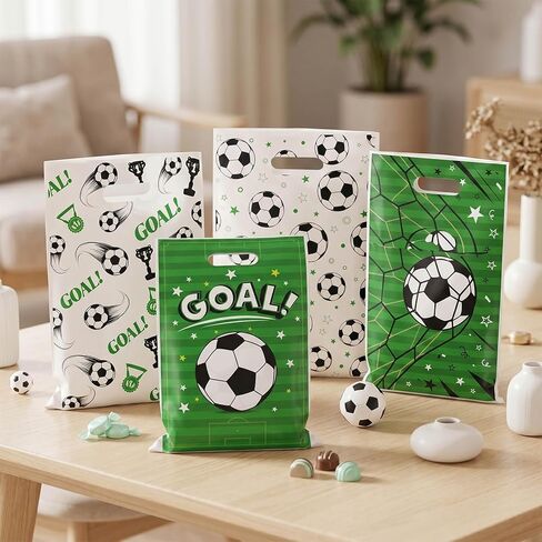 Rexinc 50Pcs Soccer Goodie Bags, Durable Soccer Snack Bags, Soccer Party Favor Bags, Soccer Gift Bags for Kids Teens Team Events Sports Theme Decorations in Saudi Arabia