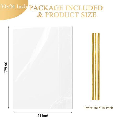 Flasunire Large Cellophane Bags for Gift Baskets - 24x30 Inch 10 PCS Clear Gift Bags Cellophane Wrap Bags Shrink Plastic for Easter Gift Basket Wrapping in Saudi Arabia