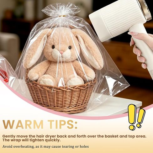 Flasunire Large Cellophane Bags for Gift Baskets - 24x30 Inch 10 PCS Clear Gift Bags Cellophane Wrap Bags Shrink Plastic for Easter Gift Basket Wrapping in Saudi Arabia
