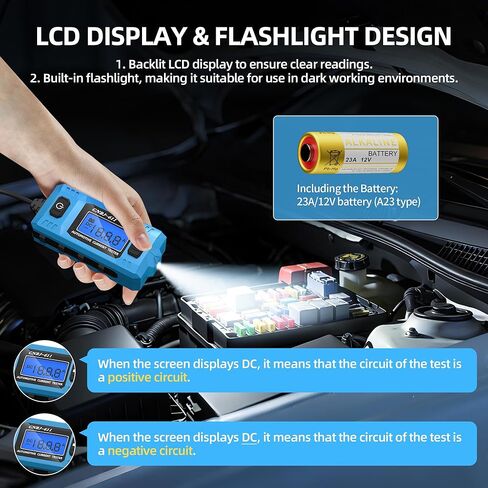 Joinfworld Car Fuse Tester Automotive Circuit Fault Probe Tester 20A 48V with Led Display & Front Lighting Car Relay Fuse Checker for Current Circuit Testing in Kuwait