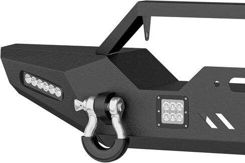 for Wrangler JK Front Bumper Compatible with 2007 2008 2009 2010 2011 2012 2013 2014 2015 2016 2017 2018 Jeep Wrangler JK JKU Unlimited w/LED Lights, Winch Plate, Light Bar Bracket & D-rings in Kuwait