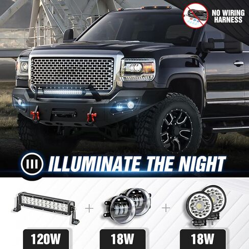 Pickup Truck Front Bumper Compatible with 2015-2019 GMC Sierra 2500 3500 HD Off-Road Pickup Truck Bumper with Winch Plate, Sensor Holes, 5 x LED Lights, License Plate Bracket & D-rings, Black in Kuwait
