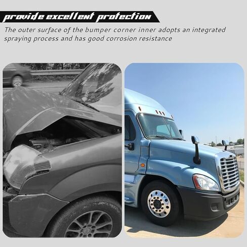 تعزيز نهاية المصد الأمامي الأيمن متوافق مع 2008-2017 Freightliner Cascadia غطاء المصد تعزيز الوجه شريط التأثير المتقاطع بدون فتحة ضوء الضباب باللون الأسود in Kuwait