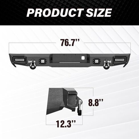 YZONA لمصدات Ram 1500 الأمامية والخلفية متوافقة مع 2006 2007 2008 Dodge Ram 1500 مع لوحة ونش، مصابيح LED، فتحات مستشعر، إطار لوحة الترخيص، أضواء لوحة الترخيص، درع قابل للطلاء، حلقات على شكل حرف D in Kuwait