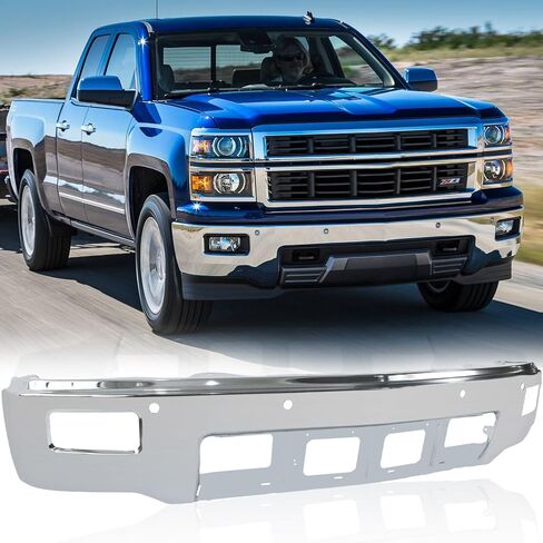 Front Bumper compatible with 2014 2015 Chevy Silverado 1500 w/Fog & Park, Chrome in Saudi Arabia
