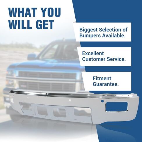 Front Bumper compatible with 2014 2015 Chevy Silverado 1500 w/Fog & Park, Chrome in Saudi Arabia
