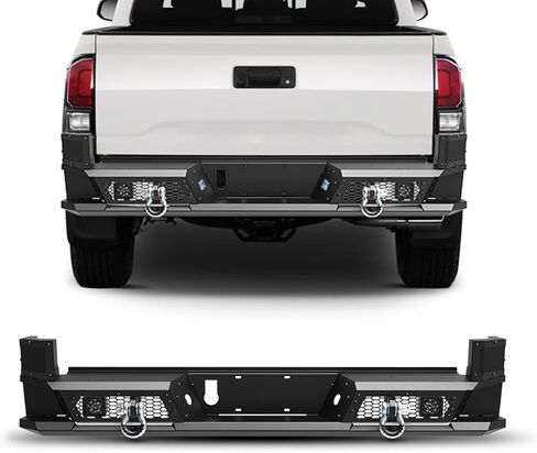 WOLFSTORM Rear Bumper Compatible With 2016 2017 2018 2019 2020 2021 2022 2023 3rd Gen Toyota Tacoma Pickup Bumper with LED Lights D-Rings Textured Black Work with Factory Blind Spot Module Sensor in Saudi Arabia