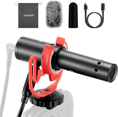Neewer KM17 USB C ميكروفون ضوضاء إلغاء القابس وتشغيل MIC عالية الحساسية في مدونة مكافحة القلب مع MIC مع صدمة متوافقة مع iPhone 16 Pro Max Android DJI Pocket 3 Insta360 in Kuwait