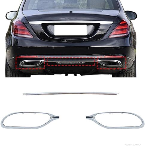 Rear Bumper Exhaust Molding Trim Fit for Mercedes Benz S Class S350 S400 S450 S500 S560 W222 2018-2020 (Left) in Saudi Arabia