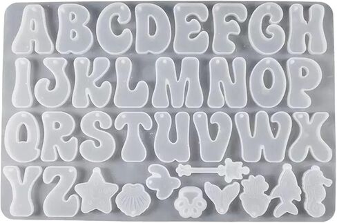 Alphabet Resin Mold Reversed Alphabet Silicone Molds with Holes for Epoxy Letter Molds for Resin DIY Keychain Jewelry Pendant in Saudi Arabia