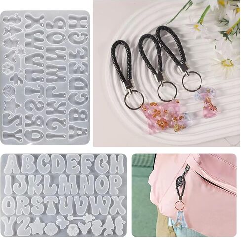 Alphabet Resin Mold Reversed Alphabet Silicone Molds with Holes for Epoxy Letter Molds for Resin DIY Keychain Jewelry Pendant in Saudi Arabia