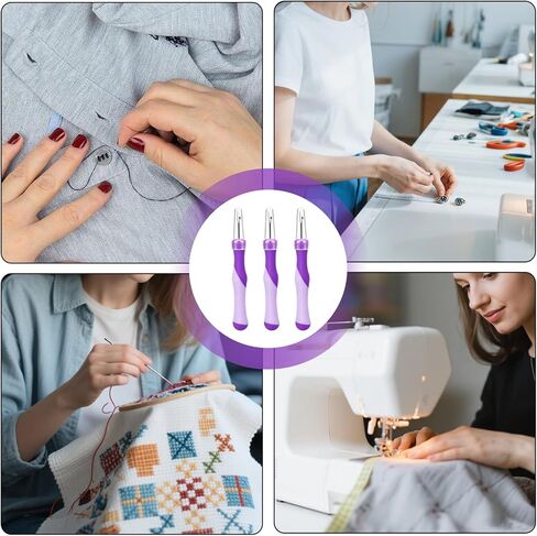 3 Pack Seam Ripper – Ergonomic Non-Slip Stitch Ripper Sewing Tool, Professional Thread Remover for Fabric, Hems, Buttons, Seams & Labels – Essential Sewing Accessories for Beginners & Experts in Saudi Arabia