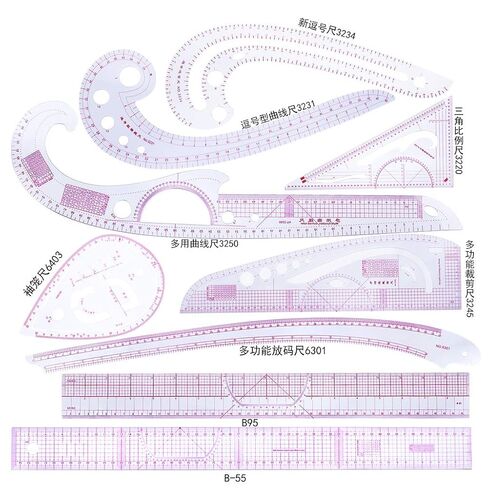 9Pcs French Curve Ruler Set Muti Function Measure Dressmaking Sewing Drawing Template Tool DIY Craft in Saudi Arabia