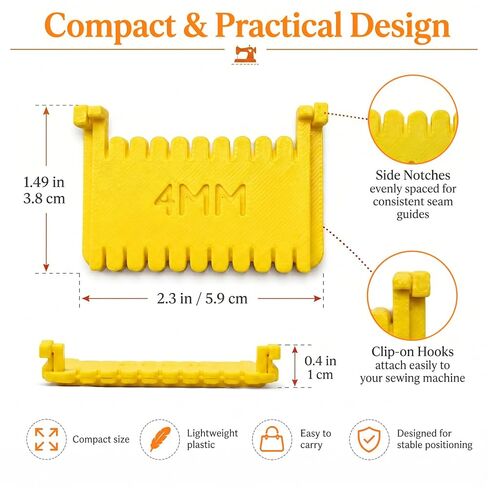 Plman 6 PCS Clip On Sewing Ruler, Edge Stitch Lock and Sewing Gauge, 2mm 3mm 4mm 5mm Stitching Guide Tool for Quilting Embroidery Fabric Craft Projects in Saudi Arabia