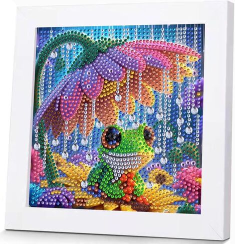 ICYANART Cat Diamond Art Kits for Kids with Frame, Cat Kids Diamond Art Painting Kit for Ages 6-8-12, DIY Gem Art for Girls,Boys, Beginners for Gifts Home Wall Decor 8x9inch in Saudi Arabia
