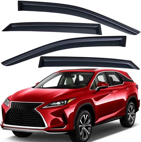 Lightronic Extra Durable Outside Mount Auto Vent Window Visor, Fits 2016-2022 Lexus RX350 & RX450h (EXCLUDES RX350L/RX450hL), UV Protection Rain Guard, Original Wind Deflector, Dark Smoke, 4-Pcs in Kuwait